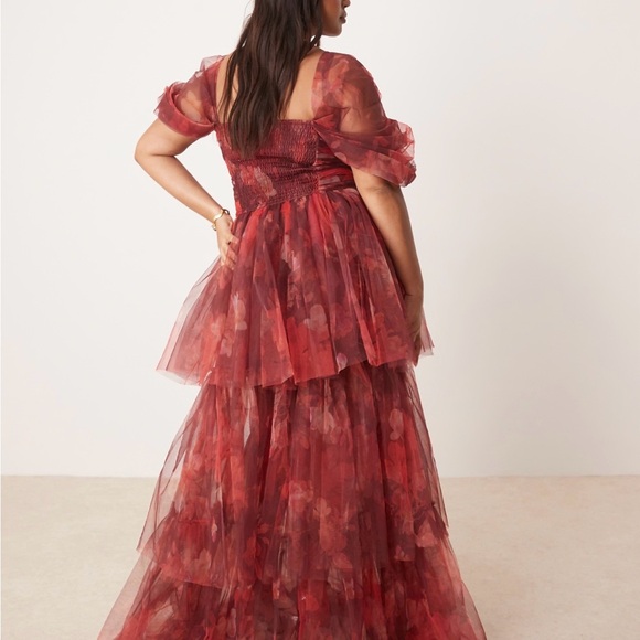 ASOS Curve Red Floral Maxi Dress - Picture 2 of 7